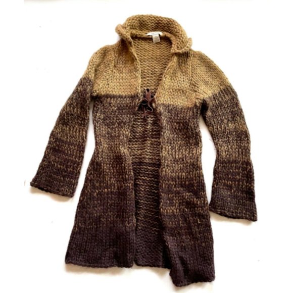 Free People Women's Knitted Long Cardigan Long Sleeves Collared Multicolor Large